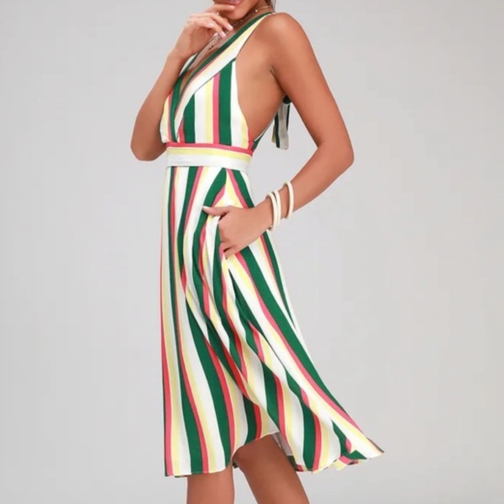 Lulu’s striped halter midi dress